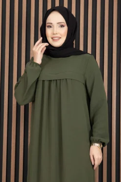 Vista alternativa de Sare Robe Detailed Modest Dress Khaki