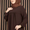 Sare Robe Detailed Modest Dress Brown - Afbeelding 2