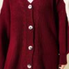 Twisted Pattern Detailed Knit Cardigan Burgundy – Image 4