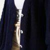 Twisted Pattern Detailed Knit Cardigan Navy Blue - Imagen 4