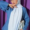 Twisted Pattern Cotton Ayrobin Scarf Baby Blue - Image 2