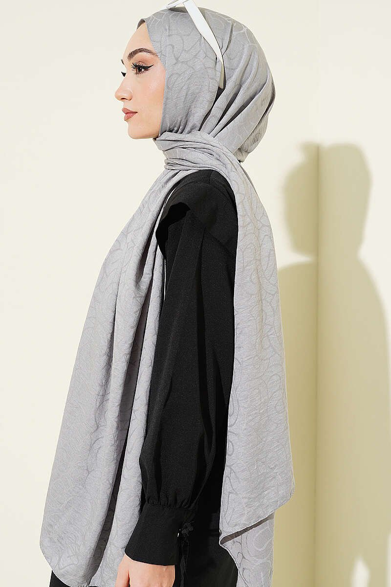 Twisted Pattern Cotton Ayrobin Scarf Grey - Afbeelding 3