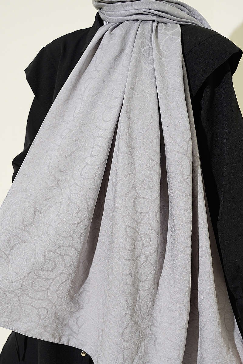 Twisted Pattern Cotton Ayrobin Scarf Grey - Afbeelding 4
