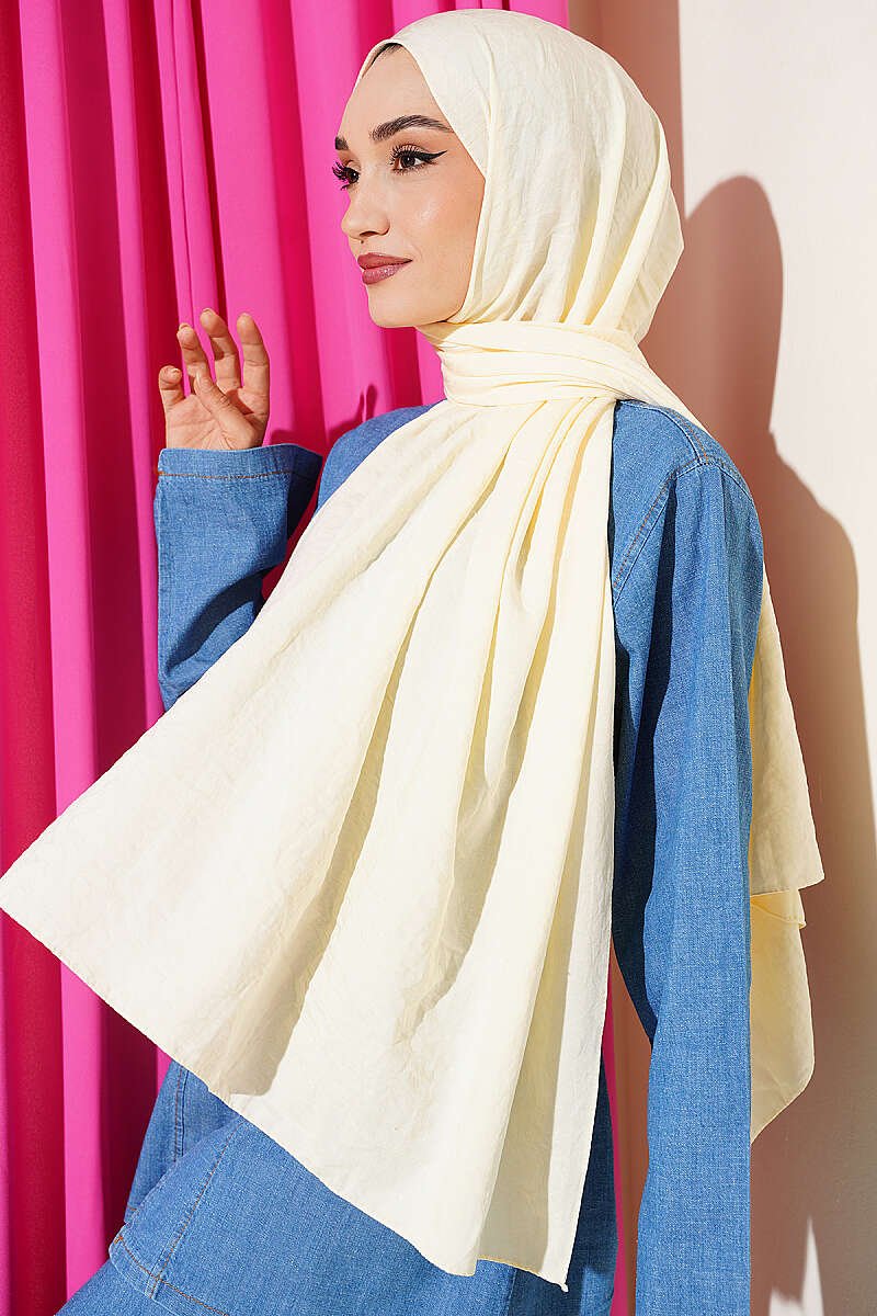 Twisted Pattern Cotton Ayrobin Scarf Cream
