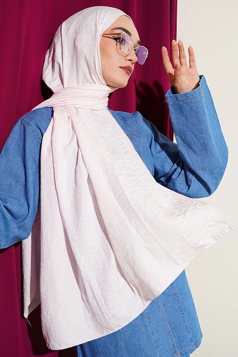 Twisted Pattern Cotton Ayrobin Scarf Pink