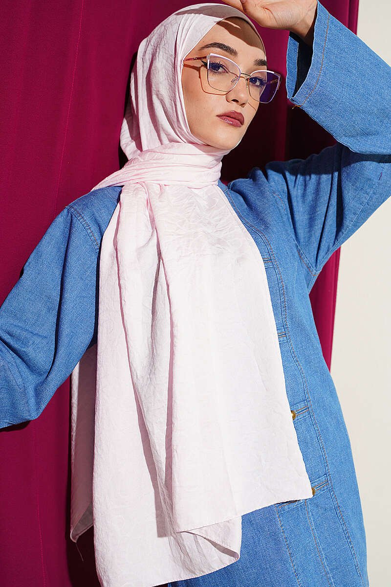 Twisted Pattern Cotton Ayrobin Scarf Pink - Afbeelding 2