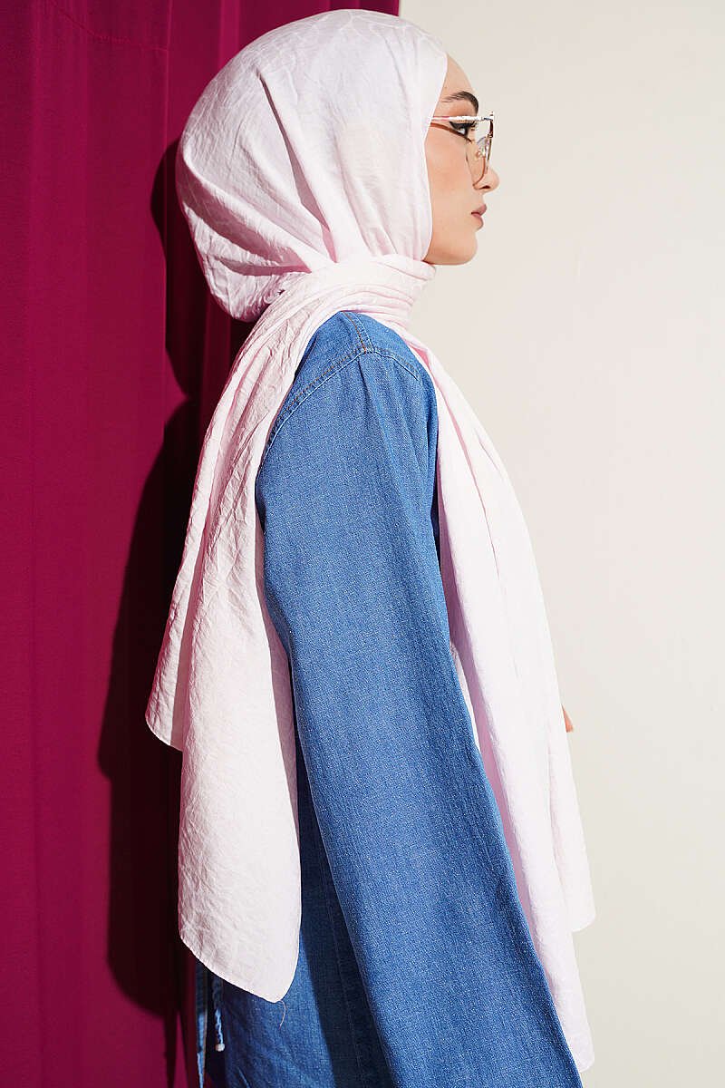 Twisted Pattern Cotton Ayrobin Scarf Pink - Afbeelding 3