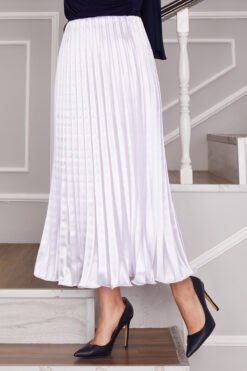 Alternative view of Satin Pleated Skirt White