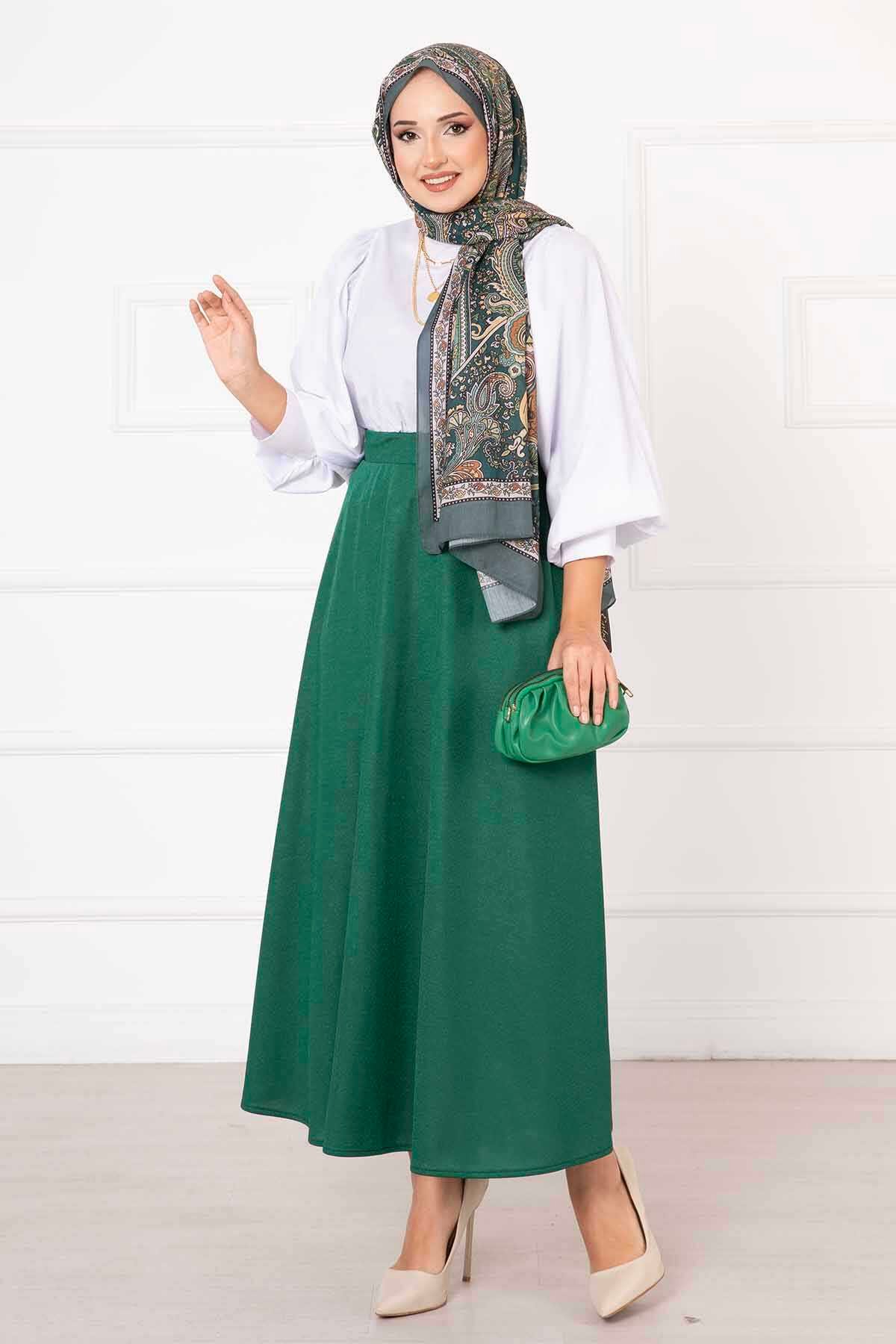 Scuba Krep Mevlana Modest Skirt Burgundy - Afbeelding 4