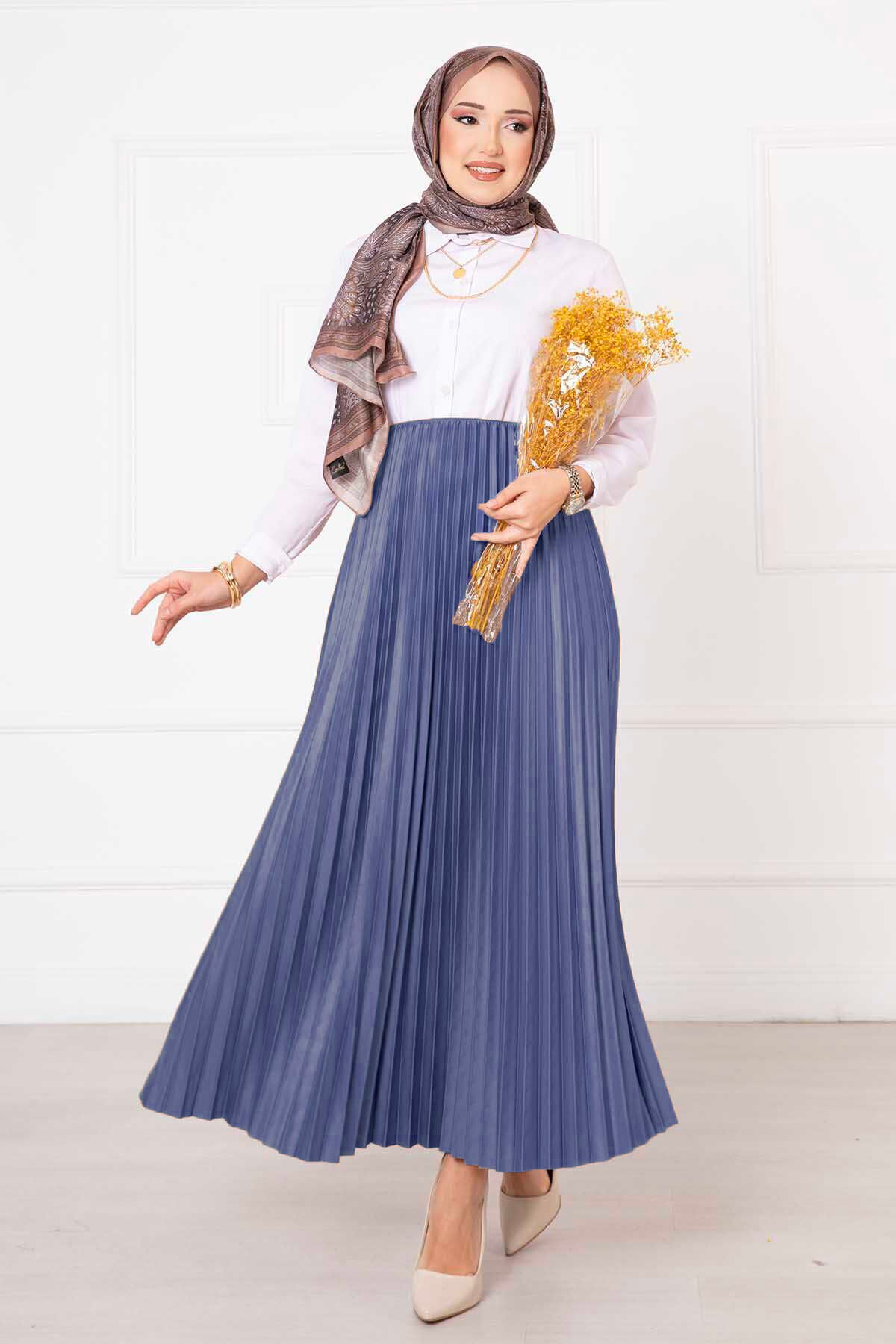 Sena Pleated Skirt Indigo - Afbeelding 3