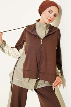 Alternative view of Striped Detail Sports Two-Piece Set Brown