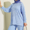 Striped Ruffled Tunic Set Baby Blue - Image 2