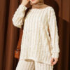 Striped Ruffled Tunic Set Beige – Bild 2
