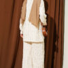 Striped Ruffled Tunic Set Beige – Bild 3
