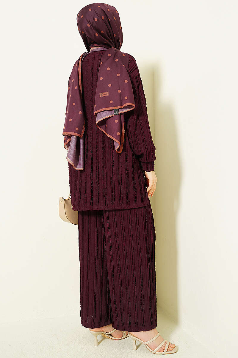 Striped Ruffled Tunic Set Plum - Imagen 3