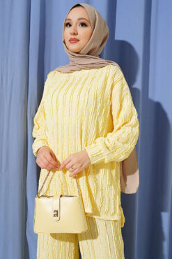Alternative view of Striped Ruffled Tunic Set Yellow