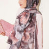 Floral Bamboo Crinkle Scarf with Stripe Details Brown - Image 5