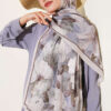 Floral Bamboo Crinkle Scarf with Stripe Details Beige - Afbeelding 2