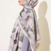 Floral Bamboo Crinkle Scarf with Stripe Details Beige - Afbeelding 3