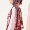 Floral Bamboo Crinkle Scarf with Stripe Details Latte - immagine 3