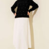 Striped Sweater with Mixed Stone Embellishments and Fringe Details Black - Imagen 2