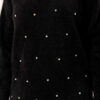 Striped Sweater with Mixed Stone Embellishments and Fringe Details Black - Imagen 4