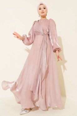 Chiffon Side-Tied Evening Dress Rose Dust