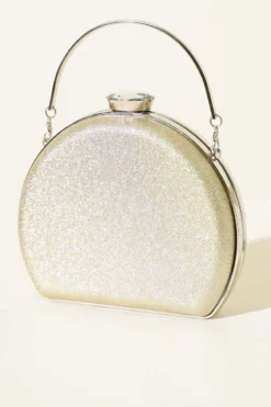 Metallic Half-Moon Design Women's Evening Clutch Bag Gold