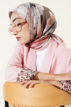 Alternative view of Soft Floral Patterned Scarf Beige