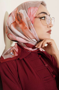 Alternative view of Soft Floral Patterned Scarf Burgundy