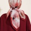 Soft Floral Patterned Scarf Burgundy - Image 3