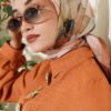 Soft Floral Patterned Scarf Camel