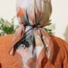 Soft Floral Patterned Scarf Camel - Image 3
