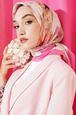 Alternative view of Soft Floral Patterned Scarf Fuchsia