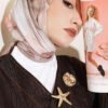 Soft Floral Patterned Scarf Latte