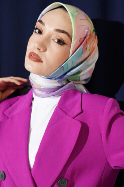 Alternative view of Soft Floral Patterned Scarf Lilac