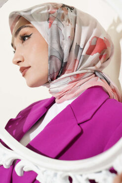 Alternative view of Soft Floral Patterned Scarf Pink