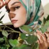 Soft Floral Patterned Scarf Green