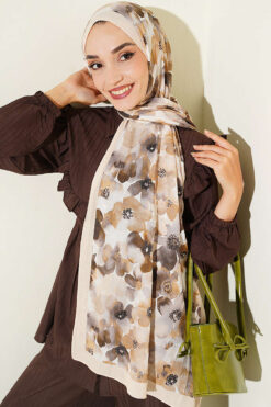Alternative view of Soft Flora Bamboo Crinkle Shawl Cream