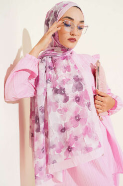 Alternative view of Soft Flora Bamboo Crinkle Shawl Pink