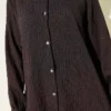 Stone Buttoned Line-Stitched Sequin Top Brown - Afbeelding 4
