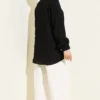 ⁦Stone Buttoned Sequin Trimmed Shirt with Stitch Detail Black⁩ - الصورة ⁦3⁩