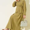 ⁦Buttoned Ribbed Modal Skirt Set Hazel⁩ - الصورة ⁦2⁩