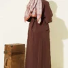 Buttoned Ribbed Modal Skirt Set Brown - Imagen 3