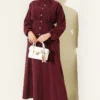 Buttoned Ribbed Modal Skirt Set Plum