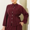 Buttoned Ribbed Modal Skirt Set Plum - immagine 2