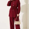 Stone-Embellished Tunic Set Burgundy – Bild 2