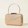 Embellished Striped Evening Clutch Bag Copper