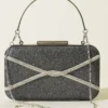 Embellished Striped Evening Clutch Bag Charcoal - immagine 2