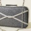 Embellished Striped Evening Clutch Bag Charcoal - immagine 3